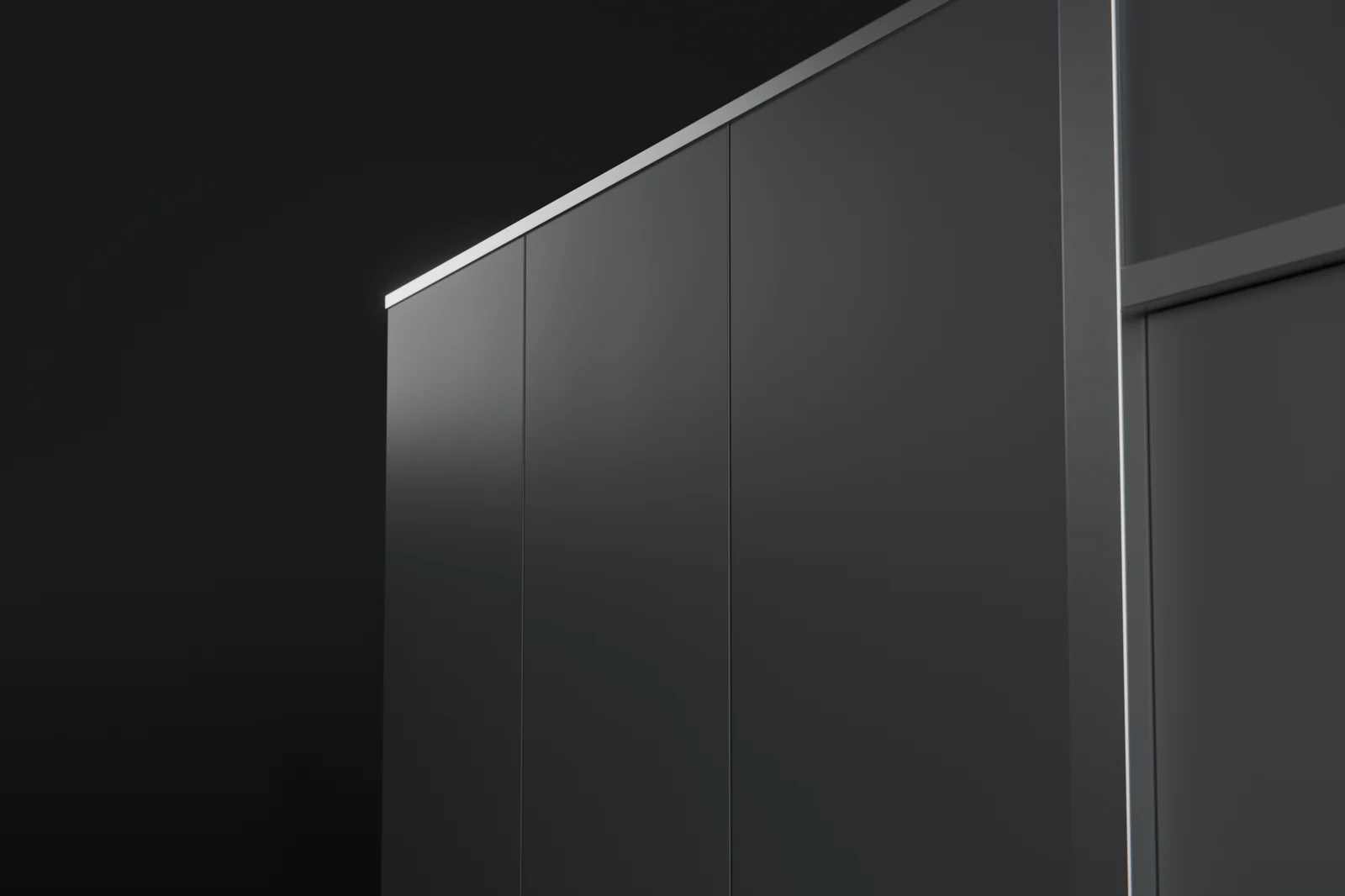 A run of intact Centurion Vault Series wall panels shown close in a dark studio, ending at a door, with numbered points marked on their face for the panel’s performance minimums and features.